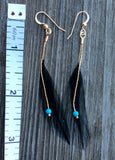 Feather Turquoise Gold Filled Earrings