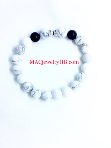 Howlite & Onyx Men’s Bracelet