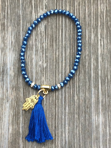 Sparkle Blue Bracelet with Tassel