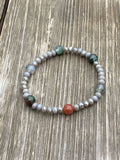 Gray Crystal & Jasper Stretch Bracelet