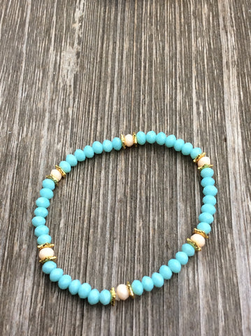 Light Blue & Peach Stretch Bracelet