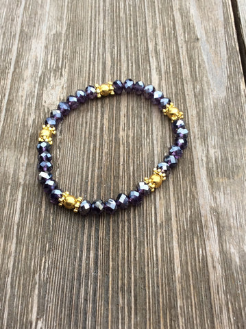 Purple & Gold Stretch Bracelet