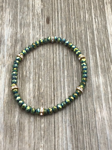 Green Sparkle Crystal Stretch Bracelet