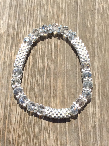 Clear & Silver Stretch Bracelet