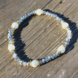 Sparkle Silver W/ White Glass Pearls Bracelet