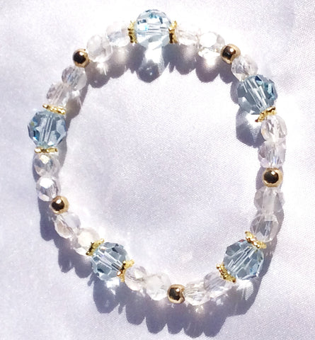 Light blue & Clear Crystal Stretch Bracelet