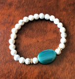 Green Agate & Howlite Stretch Bracelet