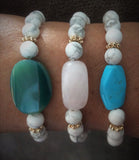 Green Agate & Howlite Stretch Bracelet