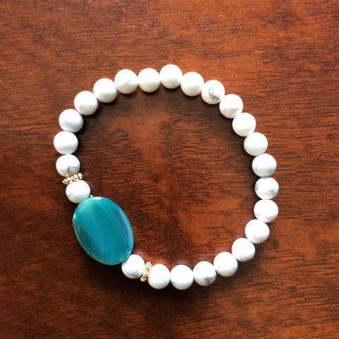 Green Agate & Howlite Stretch Bracelet