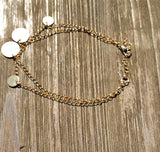 Gold Filled Double Chain Bracelet with Gold filled Coins