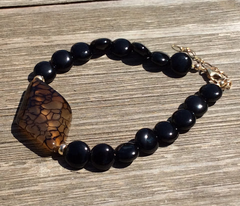 Natural Stone Flat Agate Bracelet