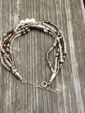 Freshwater Pearl & 5 Strand Bronze Seed Bead Bracelet