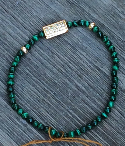 Malachite & Gold Stretch Bracelet