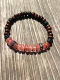 Cherry Quartz & Lava Bead Bracelet