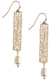 Pearl Laser Cut Drop Earrings