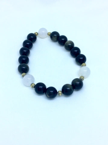 Gold Obsidian and Quartz Bracelet