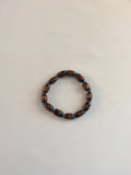 Natural Wood Stretch Bracelet with Faux Turquoise