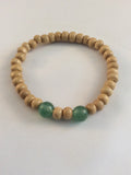 Natural Wood and Green Aventurine Stretch Bracelet