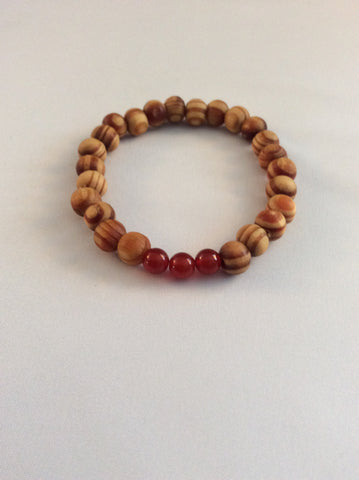 Sandal Wood & Carnelian Bracelet