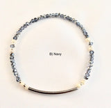 Sterling Silver Tube Crystal Stretch Bracelet