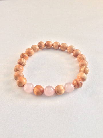 Rosewood and Rose Quartz Bracelet