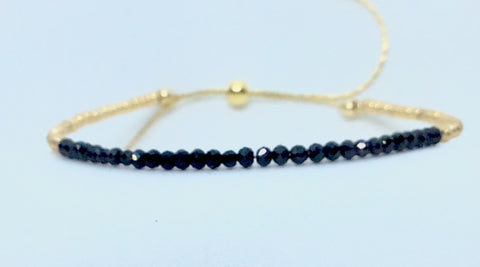 Gold Filled Black Spinel Pull Bracelet