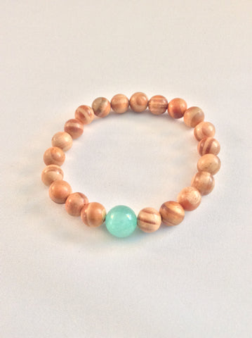 Rosewood and Aqua Quartzite Bracelet