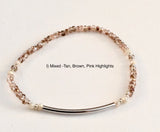 Sterling Silver Tube Crystal Stretch Bracelet