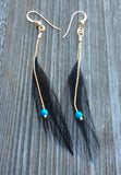 Feather Turquoise Gold Filled Earrings