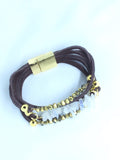 Multi Strand Moonstone Leather Bracelet