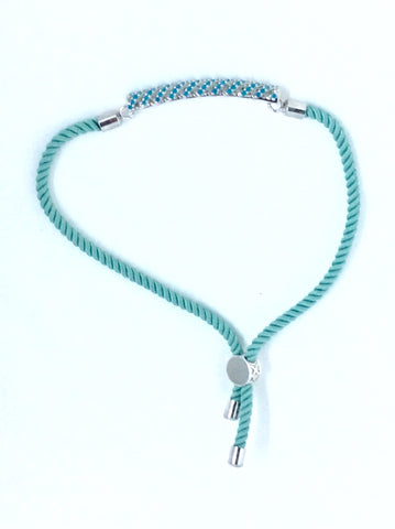 Silver and Turquoise Tube Pull Bracelet