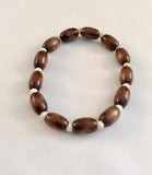 Natural Wood and Faux Howlite Stretch Bracelet