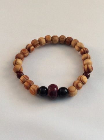 Sandal Wood & Zebra Jasper Bracelet