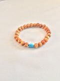 Sandal Wood & Turquoise Bead Bracelet