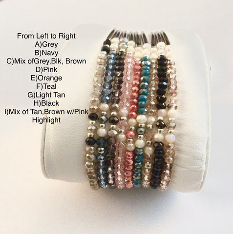 Sterling Silver Tube Crystal Stretch Bracelet