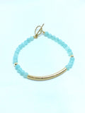 Gold Filled Burma Jade a Toggle Bracelet