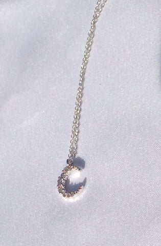 Silver Crescent Moon Charm Necklace