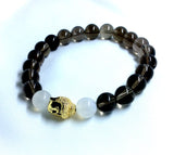 Smoke Quartz GF Buddha Head Men’s Bracelet