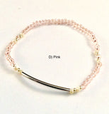 Sterling Silver Tube Crystal Stretch Bracelet